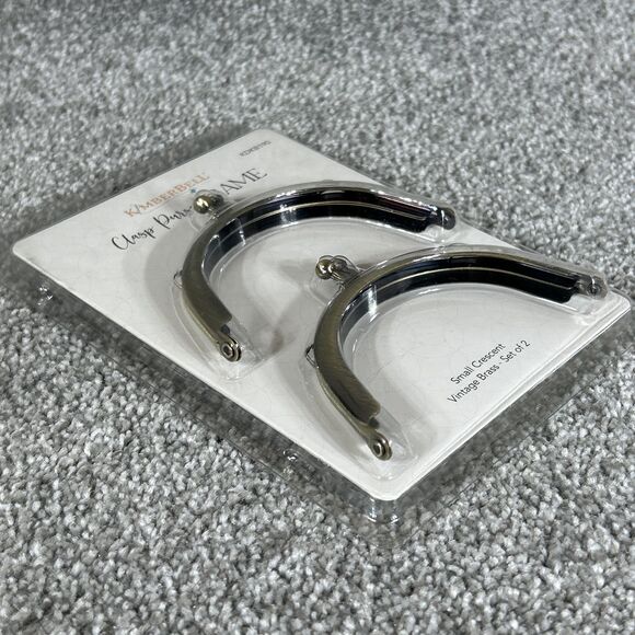 Two Metal Bag Making Curved Crescent Purse Frames Kiss Lock Clasp Vintage Brass - Picture 3 of 9